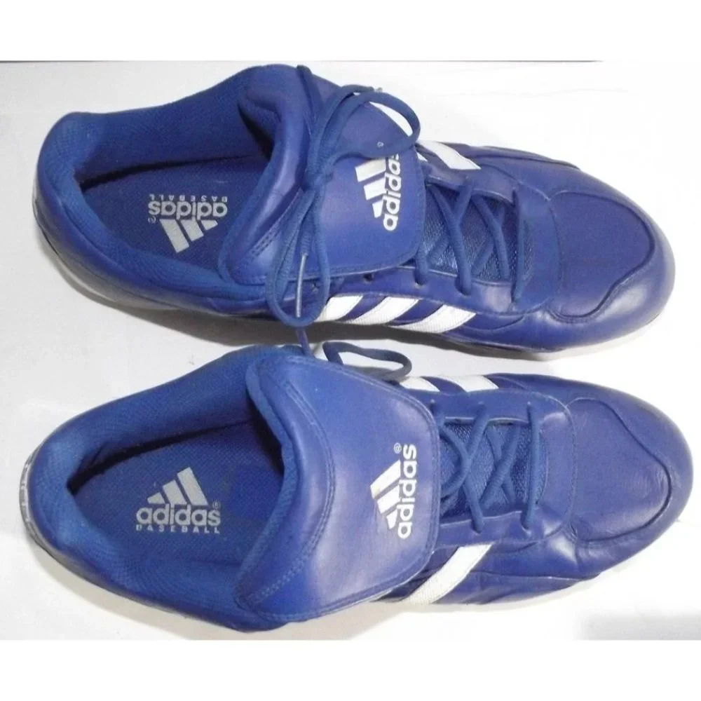 Adidas Low Baseball Cleats 466356 Mens Shoes Sz 15 Blue White Adiprene